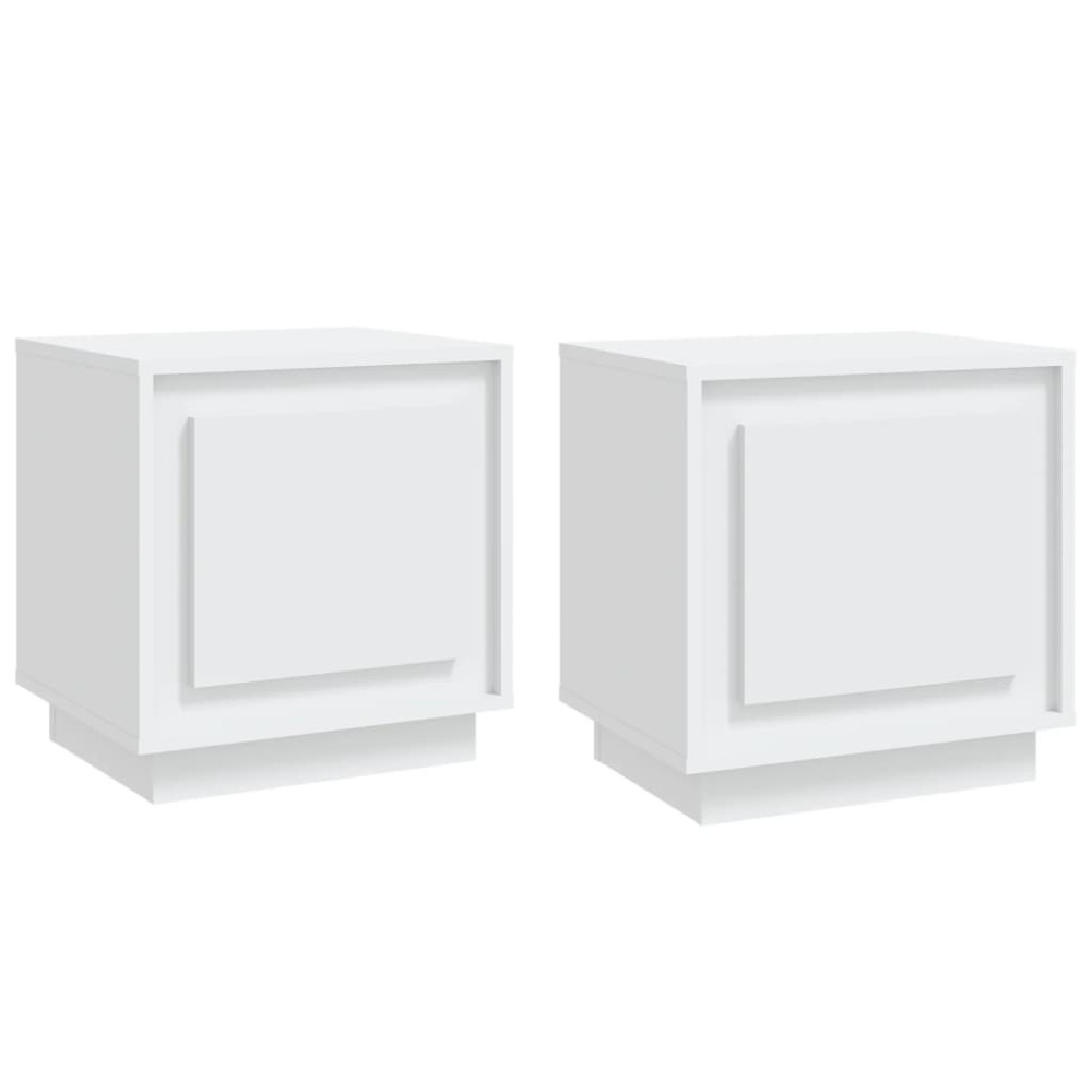 vidaXL Noptiere, 2 buc, alb, 44x35x45 cm, lemn prelucrat