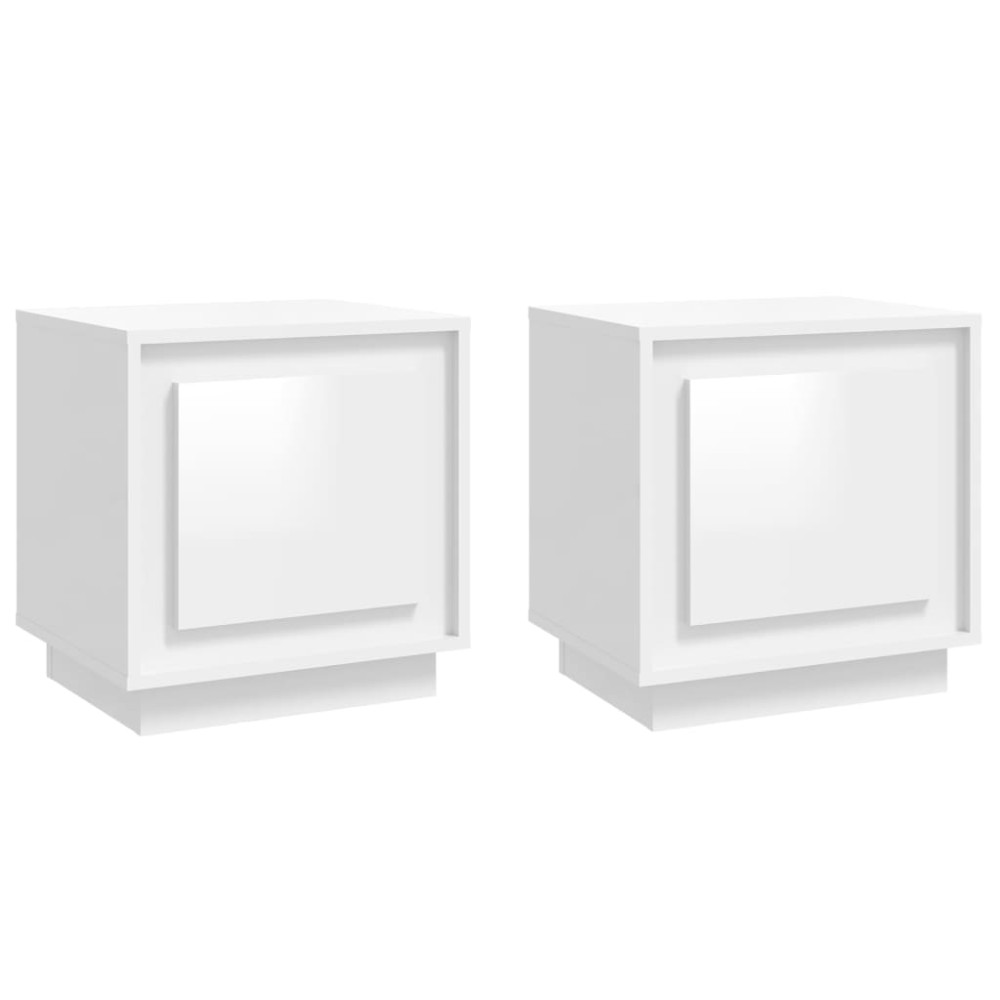vidaXL Noptiere 2 buc, alb extralucios, 44x35x45 cm, lemn prelucrat