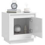 vidaXL Noptiere 2 buc, alb extralucios, 44x35x45 cm, lemn prelucrat