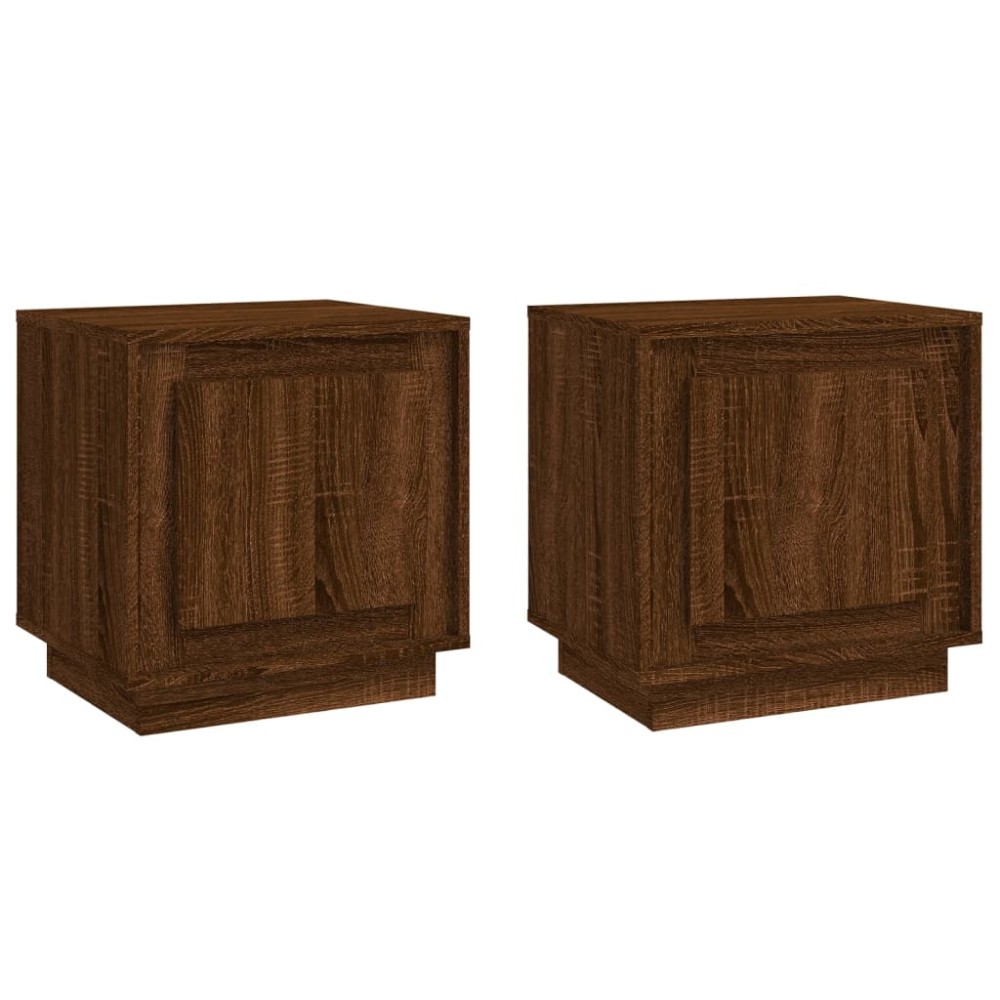 vidaXL Noptiere, 2 buc., stejar maro, 44x35x45 cm, lemn prelucrat
