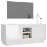 vidaXL Comodă TV, alb extralucios, 102x35x45 cm, lemn prelucrat