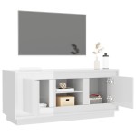 vidaXL Comodă TV, alb extralucios, 102x35x45 cm, lemn prelucrat