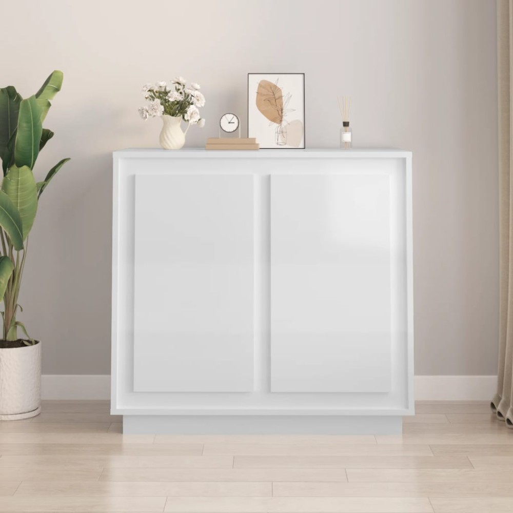 vidaXL Dulap, alb extralucios, 80x34x75 cm, lemn prelucrat