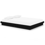vidaXL Cadru de pat King Size, negru, 150x200 cm, lemn masiv vidaXL Cadru de pat King Size, negru, 150x200 cm, lemn masiv