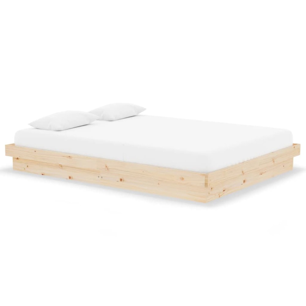 vidaXL Cadru de pat dublu, 135x190 cm, lemn masiv
