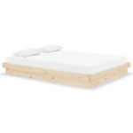 vidaXL Cadru de pat dublu, 135x190 cm, lemn masiv