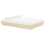 vidaXL Cadru de pat dublu, 135x190 cm, lemn masiv