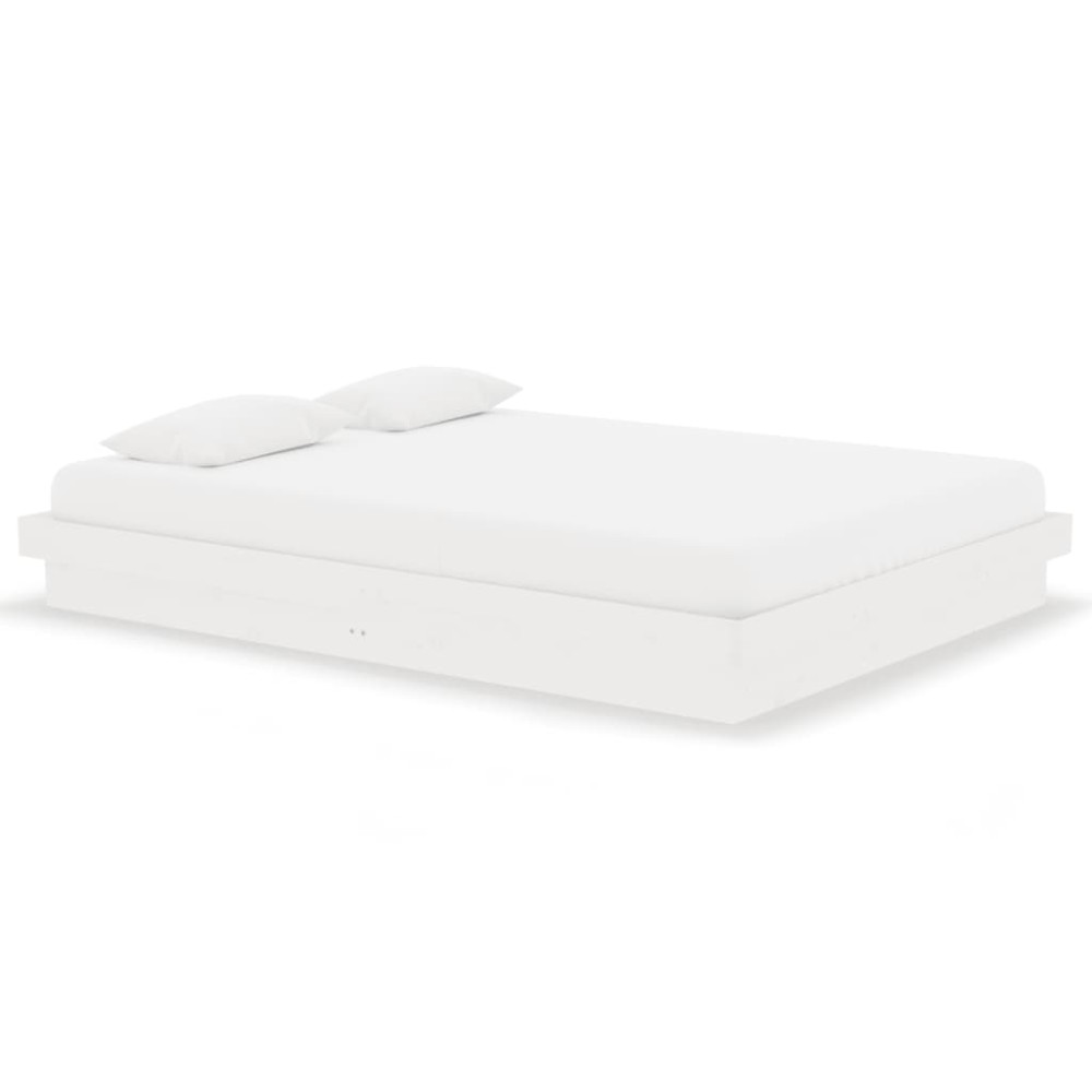 vidaXL Cadru de pat dublu, alb, 135x190 cm, lemn masiv