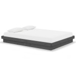 vidaXL Cadru de pat dublu, gri, 135x190 cm, lemn masiv
