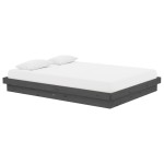 vidaXL Cadru de pat dublu, gri, 135x190 cm, lemn masiv