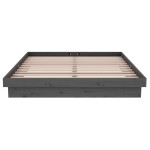 vidaXL Cadru de pat dublu, gri, 135x190 cm, lemn masiv