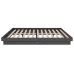 vidaXL Cadru de pat dublu, gri, 135x190 cm, lemn masiv