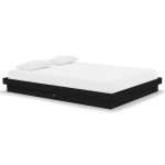 vidaXL Cadru de pat dublu, negru, 135x190 cm, lemn masiv vidaXL Cadru de pat dublu, negru, 135x190 cm, lemn masiv