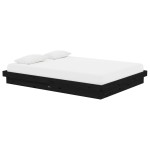 vidaXL Cadru de pat dublu, negru, 135x190 cm, lemn masiv vidaXL Cadru de pat dublu, negru, 135x190 cm, lemn masiv