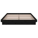 vidaXL Cadru de pat dublu, negru, 135x190 cm, lemn masiv vidaXL Cadru de pat dublu, negru, 135x190 cm, lemn masiv