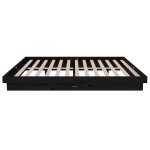 vidaXL Cadru de pat dublu, negru, 135x190 cm, lemn masiv vidaXL Cadru de pat dublu, negru, 135x190 cm, lemn masiv