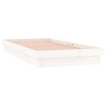 vidaXL Cadru de pat cu LED, alb, 100x200 cm, lemn masiv