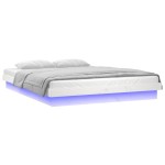 vidaXL Cadru de pat cu LED King Size, alb, 150x200 cm, lemn masiv