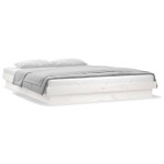 vidaXL Cadru de pat cu LED King Size, alb, 150x200 cm, lemn masiv