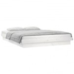 vidaXL Cadru de pat cu LED, alb, 200x200 cm, lemn masiv