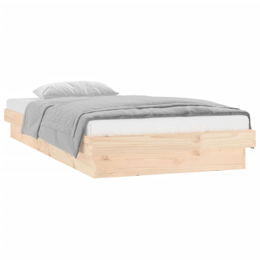 vidaXL Cadru de pat cu LED, Single, 90x190 cm, lemn masiv