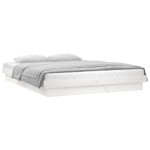 vidaXL Cadru de pat cu LED, dublu, alb, 135x190 cm, lemn masiv