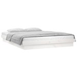 vidaXL Cadru de pat cu LED, alb, 140x190 cm, lemn masiv