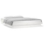 vidaXL Cadru de pat cu LED, alb, 140x190 cm, lemn masiv