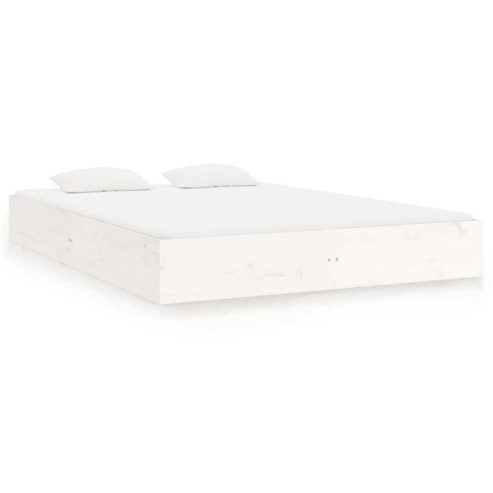 vidaXL Cadru de pat King Size, alb, 150x200 cm, lemn masiv