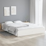 vidaXL Cadru de pat King Size, alb, 150x200 cm, lemn masiv vidaXL Cadru de pat King Size, alb, 150x200 cm, lemn masiv