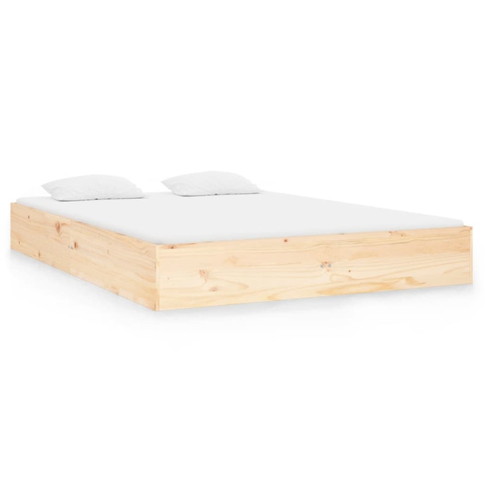 vidaXL Cadru de pat dublu, 135x190 cm, lemn masiv