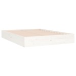 vidaXL Cadru de pat dublu, alb, 135x190 cm, lemn masiv