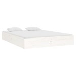 vidaXL Cadru de pat dublu, alb, 135x190 cm, lemn masiv