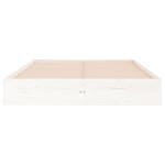 vidaXL Cadru de pat dublu, alb, 135x190 cm, lemn masiv