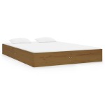 vidaXL Cadru de pat dublu, maro miere, 135x190 cm, lemn masiv