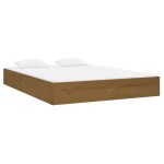 vidaXL Cadru de pat dublu, maro miere, 135x190 cm, lemn masiv