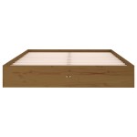 vidaXL Cadru de pat dublu, maro miere, 135x190 cm, lemn masiv