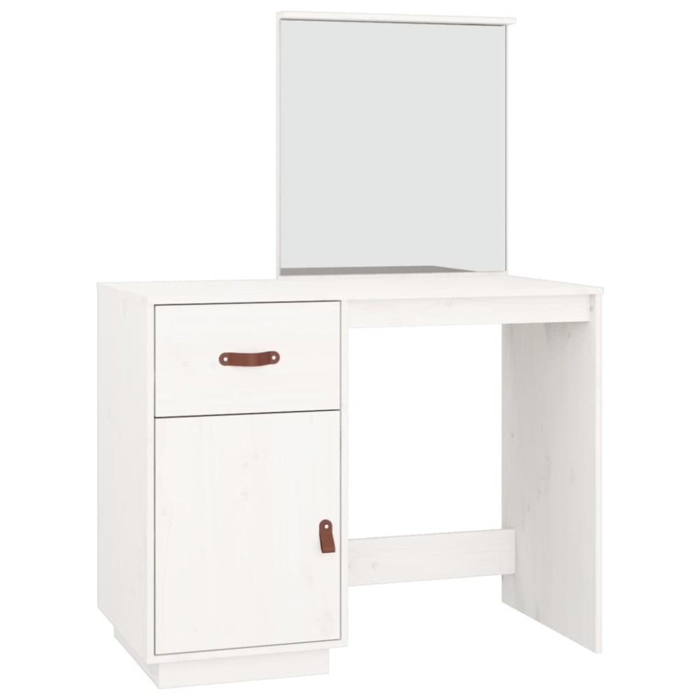 vidaXL Masă de toaletă, alb, 95x50x134 cm, lemn masiv de pin