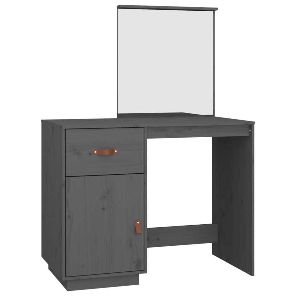 vidaXL Măsuță de toaletă, gri, 95x50x134 cm, lemn masiv de pin