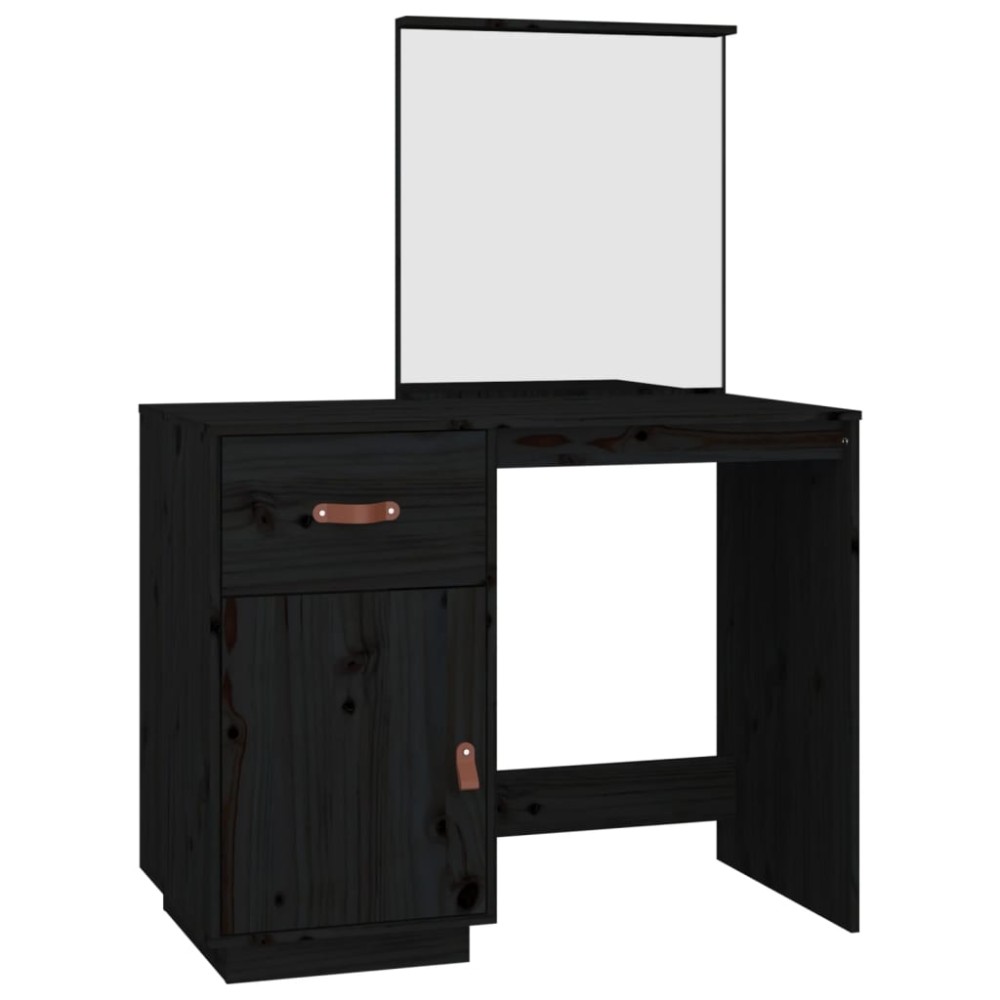 vidaXL Măsuță de toaletă, negru, 95x50x134 cm, lemn masiv de pin