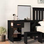 vidaXL Măsuță de toaletă, negru, 95x50x134 cm, lemn masiv de pin