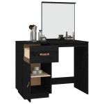 vidaXL Măsuță de toaletă, negru, 95x50x134 cm, lemn masiv de pin