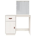 vidaXL Măsuță de toaletă cu LED, alb, 95x50x133,5 cm, lemn masiv pin