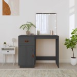 vidaXL Măsuță de toaletă cu LED, gri, 95x50x133,5 cm, lemn masiv pin
