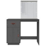 vidaXL Măsuță de toaletă cu LED, gri, 95x50x133,5 cm, lemn masiv pin