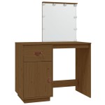 vidaXL Măsuță de toaletă LED maro miere, 95x50x133,5 cm lemn masiv pin vidaXL Măsuță de toaletă LED maro miere, 95x50x133,5 cm lemn masiv pin