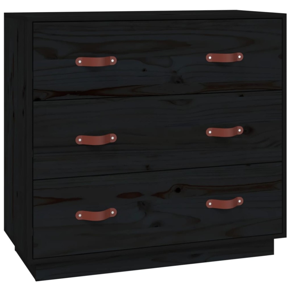 vidaXL Dulap, negru, 80x40x75 cm, lemn masiv de pin