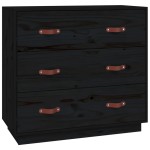 vidaXL Dulap, negru, 80x40x75 cm, lemn masiv de pin