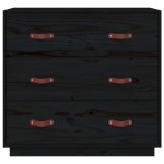 vidaXL Dulap, negru, 80x40x75 cm, lemn masiv de pin