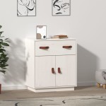 vidaXL Servantă, alb, 65,5x40x75 cm, lemn masiv de pin
